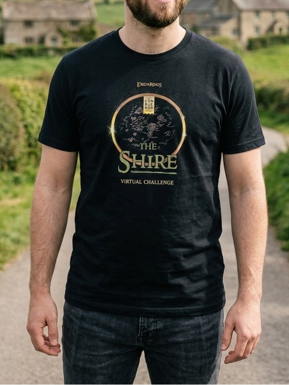 Unisex The Conqueror Lord of the Rings The Shire Virtual Challenge T-Shirt - XL